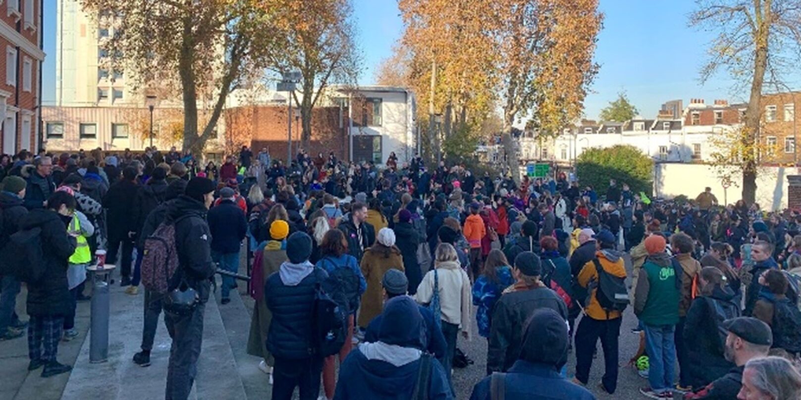 Huge crowds gathered outside of Goldsmiths, University of London, for the opening rally of a 3-week strike by Goldsmiths UCU